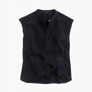 J. Crew Drapey cap-sleeve blouse Black XL